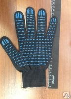 Перчатки трикотажные с ПВХ 4 нити/10 класс/42 гр. (Россия) черная