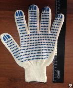 Перчатки трикотажные с ПВХ 4 нити/10 класс/42 гр. (Россия) белая