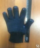 Перчатки ХБ двойные с ПВХ, черные